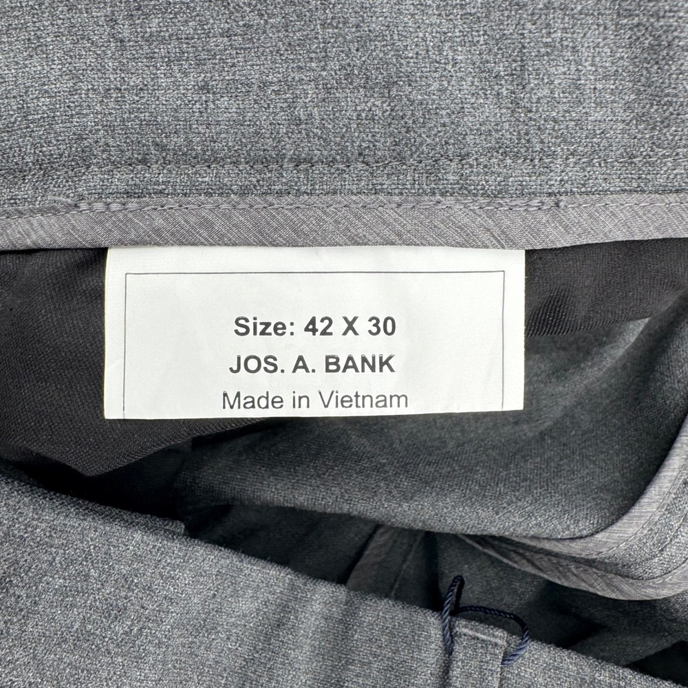 Jos A Bank Mens Grey Tailored Fit Dress Pants 42x30‎ Poly Viscose Stretch - Picture 6 of 16